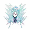 A futuristic anime character with glowing eyes tattoo design idea