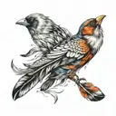 bird feathers falling tattoo design idea