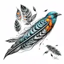 bird feathers falling tattoo design idea