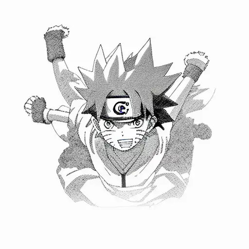 Combine Naruto, Goku, and Luffy in a powerful group pose tattoo design idea