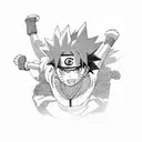 Combine Naruto, Goku, and Luffy in a powerful group pose tattoo design idea