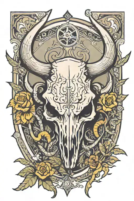 bull skull and scorpion tarot card lovers tarot card tattoo design idea