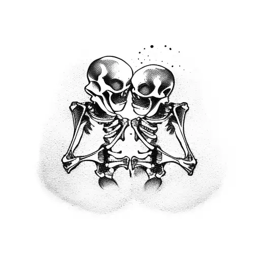 skeleton arms holding hands in dirt tattoo design idea