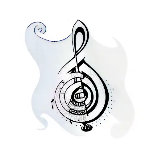 treble clef with piano keys tattoo design idea