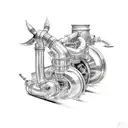vehicle with turbocharger tattoo design idea
