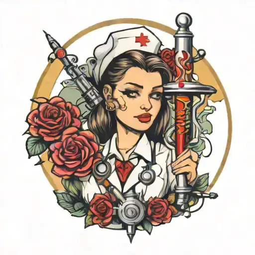 nurse syringe tattoo design idea