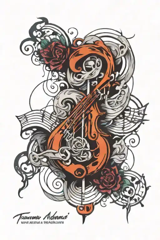 Trauma music addiction combined tattoo design idea