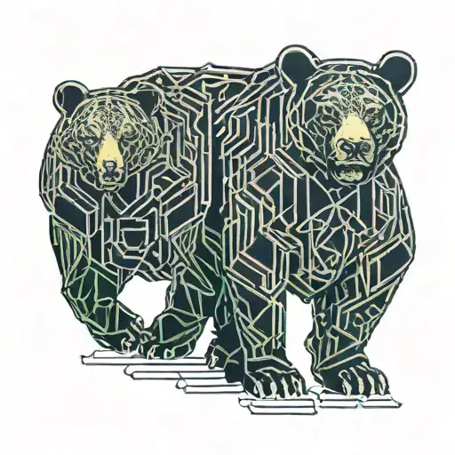two bears walking away together tattoo design idea