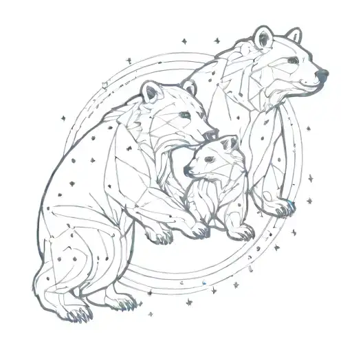 An intricate design of two bears constellation intertwined with family symbols tattoo design idea