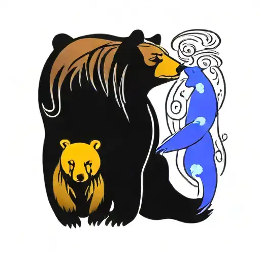 two bears, one larger than the other tattoo design idea