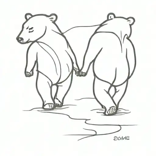 two bears walking away together tattoo design idea