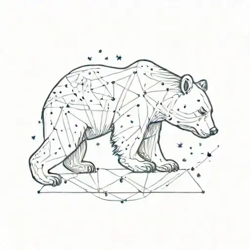 An intricate design of a bear constellation intertwined with family symbols tattoo design idea