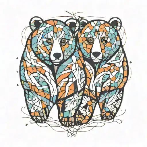 two bears, one larger than the other tattoo design idea