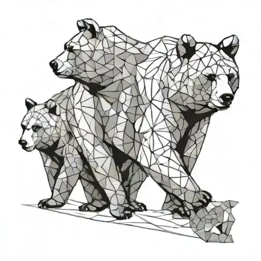 two bears walking together tattoo design idea