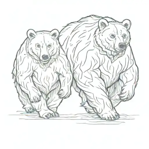 two bears walking together tattoo design idea