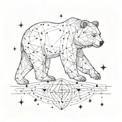An intricate design of a bear constellation intertwined with family symbols tattoo design idea