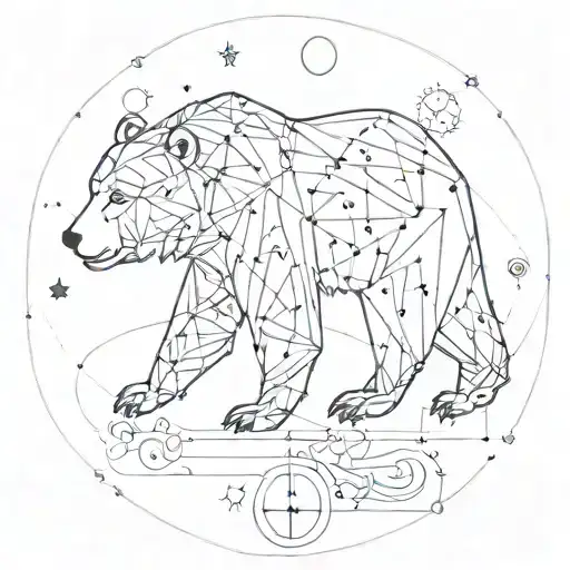 An intricate design of a bear constellation intertwined with family symbols tattoo design idea