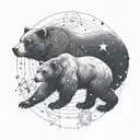 An intricate design of a bear constellation intertwined with family symbols tattoo design idea