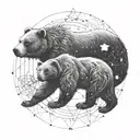 An intricate design of a bear constellation intertwined with family symbols tattoo design idea