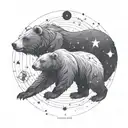 An intricate design of a bear constellation intertwined with family symbols tattoo design idea