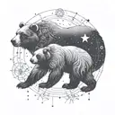 An intricate design of a bear constellation intertwined with family symbols tattoo design idea