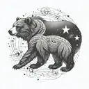 An intricate design of a bear constellation intertwined with family symbols tattoo design idea