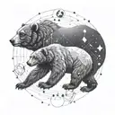 An intricate design of a bear constellation intertwined with family symbols tattoo design idea
