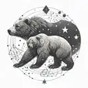 An intricate design of a bear constellation intertwined with family symbols tattoo design idea