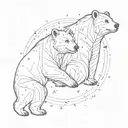 An intricate design of two bears constellation intertwined with family symbols tattoo design idea