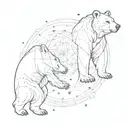 An intricate design of two bears constellation intertwined with family symbols tattoo design idea