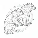 An intricate design of two bears constellation intertwined with family symbols tattoo design idea