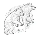 An intricate design of two bears constellation intertwined with family symbols tattoo design idea
