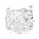 An intricate design of a bear constellation intertwined with family symbols tattoo design idea
