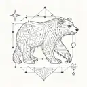 An intricate design of a bear constellation intertwined with family symbols tattoo design idea
