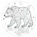 An intricate design of a bear constellation intertwined with family symbols tattoo design idea