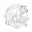 An intricate design of a bear constellation intertwined with family symbols tattoo design idea