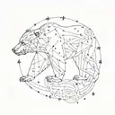 An intricate design of a bear constellation intertwined with family symbols tattoo design idea