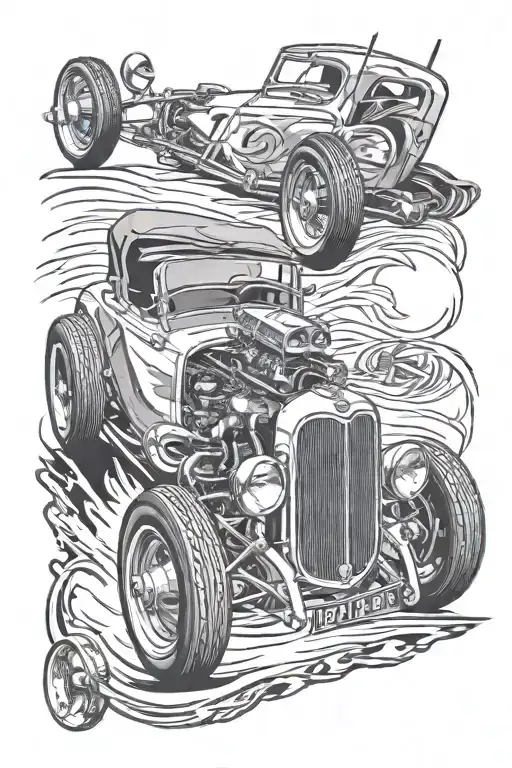 HOT rod ford 1933, spitfire MK9, FFI resistant tattoo design idea