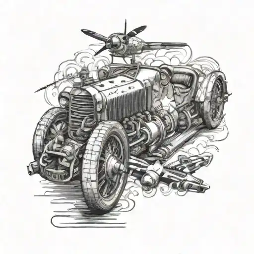 hot rod + Spitfire MK9+ Ww2 Résistant  tattoo design idea