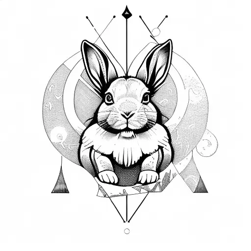 Aquarius, rabbit, youngest, father tattoo design idea