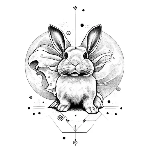 Aquarius, rabbit, youngest, father tattoo design idea