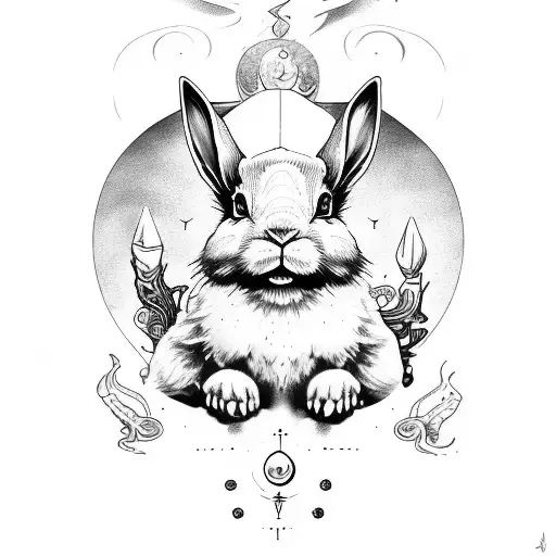 Aquarius, youngest, father, year of the rabbit tattoo design idea