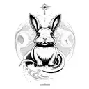 Aquarius, rabbit, youngest, father tattoo design idea