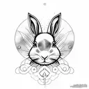 Aquarius, rabbit, youngest, father tattoo design idea
