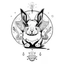 Aquarius, rabbit, youngest, father tattoo design idea