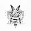Aquarius, rabbit, youngest, father tattoo design idea