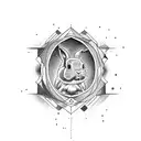 Aquarius, rabbit, youngest, father tattoo design idea