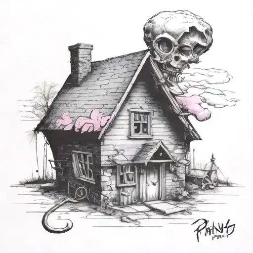 generate a tattoo based on the pink floyd lyric "I know a mouse, and he hasn't got a house I don't know why I call him G tattoo design idea