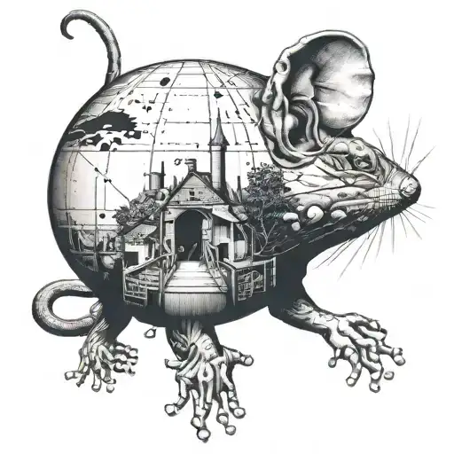 generate a tattoo based on the pink floyd lyric "I know a mouse, and he hasn't got a house I don't know why I call him G tattoo design idea