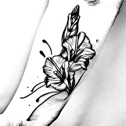 Right Back Shoulder Nice And Simple Red Gladiolus Flower Tattoo | Gladiolus  flower tattoos, Gladiolus tattoo, Flower tattoos